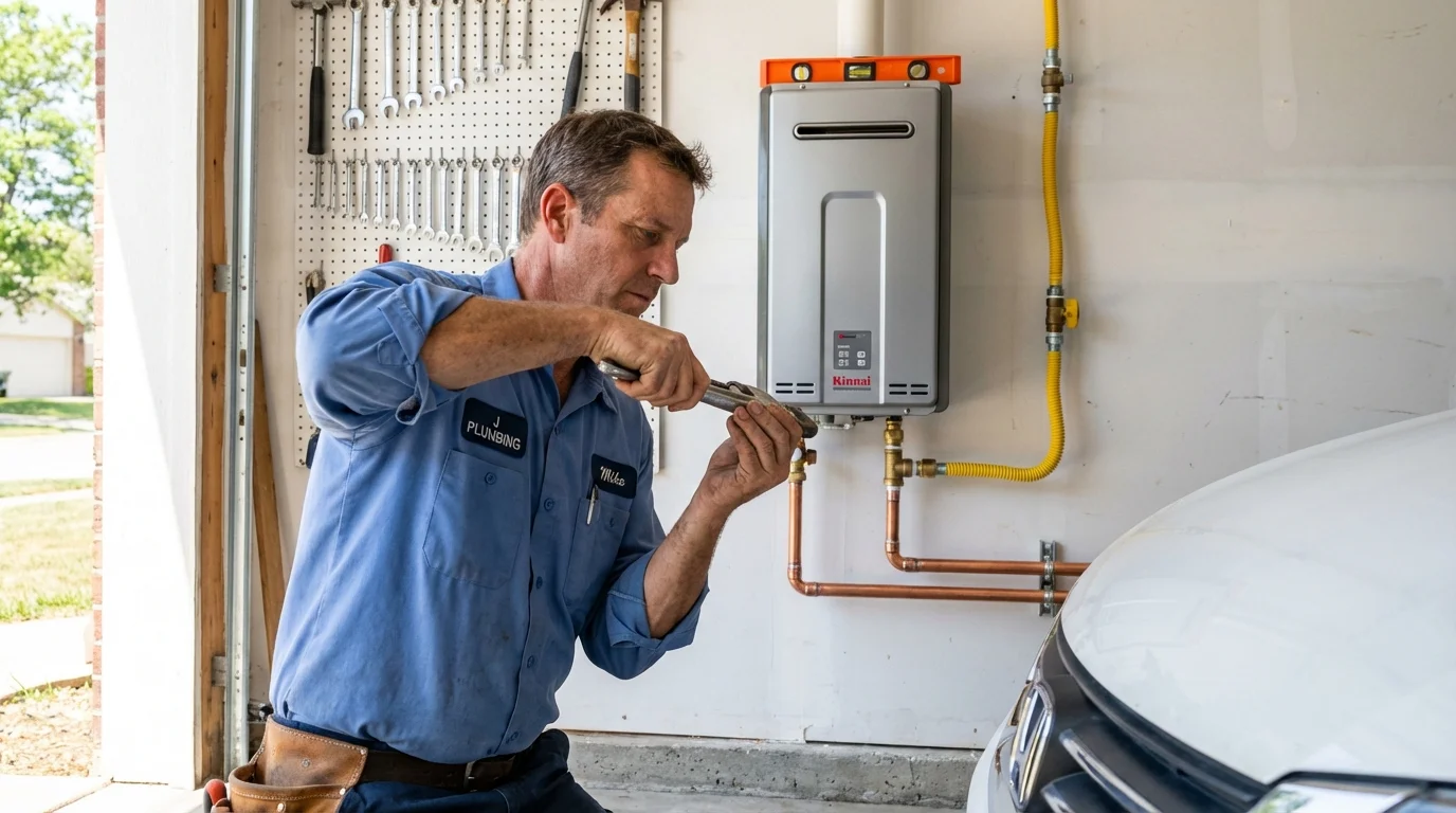 Tankless water heater installation by a Johns Plumbing LLC plumber in Corozal